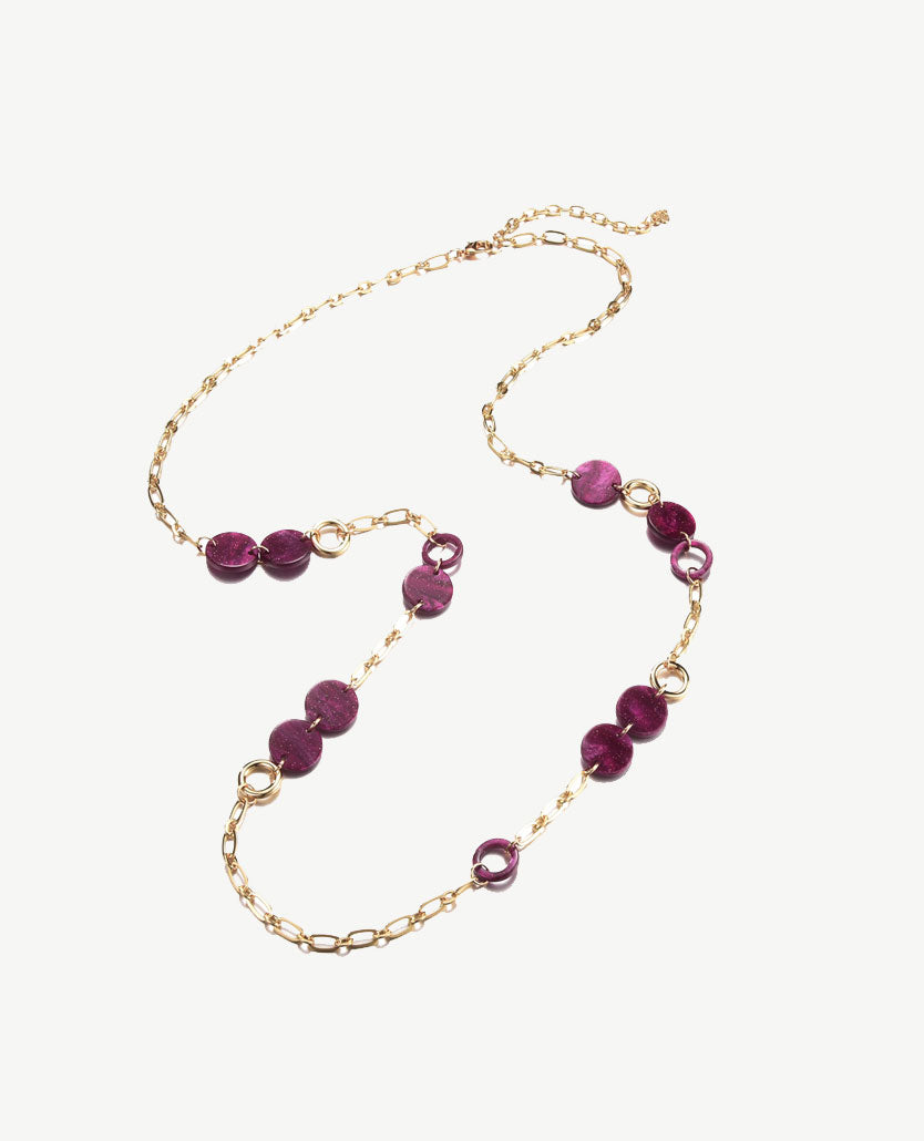 Lange ketting - Goudkleurig pink, rose kleuren