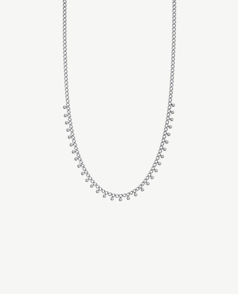 Korte ketting - Schakels met druppels - Zilverkleurig