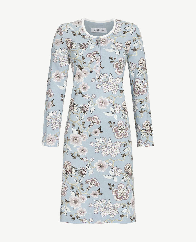 Ringella - Nacht-loungehemd - ronde hals - Pastelen in blue, rose en off-white