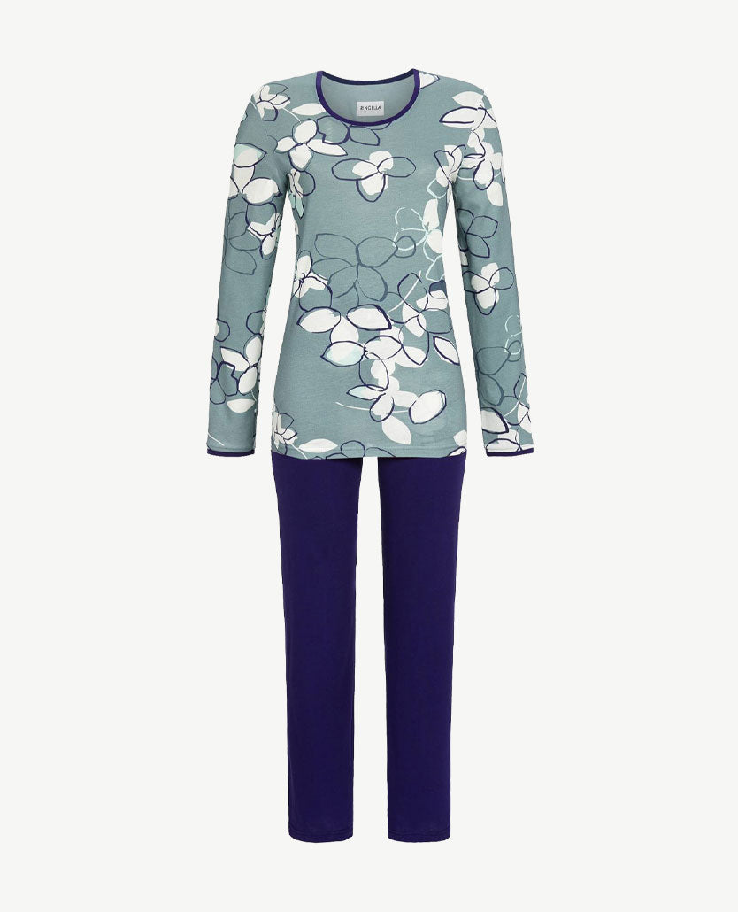 Ringella Pyjama-lounge Grijsgroen, off-white en navy