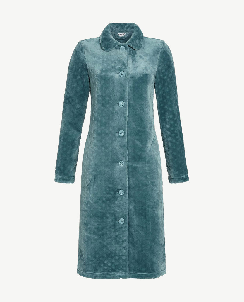 Ringella - Ochtendjas - Fleece met knopen - Groen