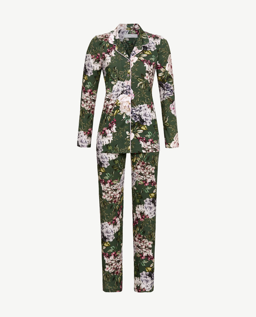 Ringella - Pyjama-lounge - doorknoop - Mosgroen, rose en iets rood