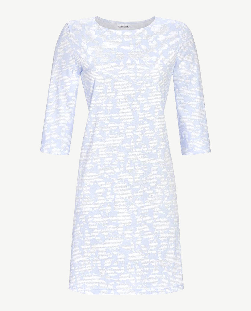 Ringella - Nacht-loungehemd - Bloemdessin blue met wit
