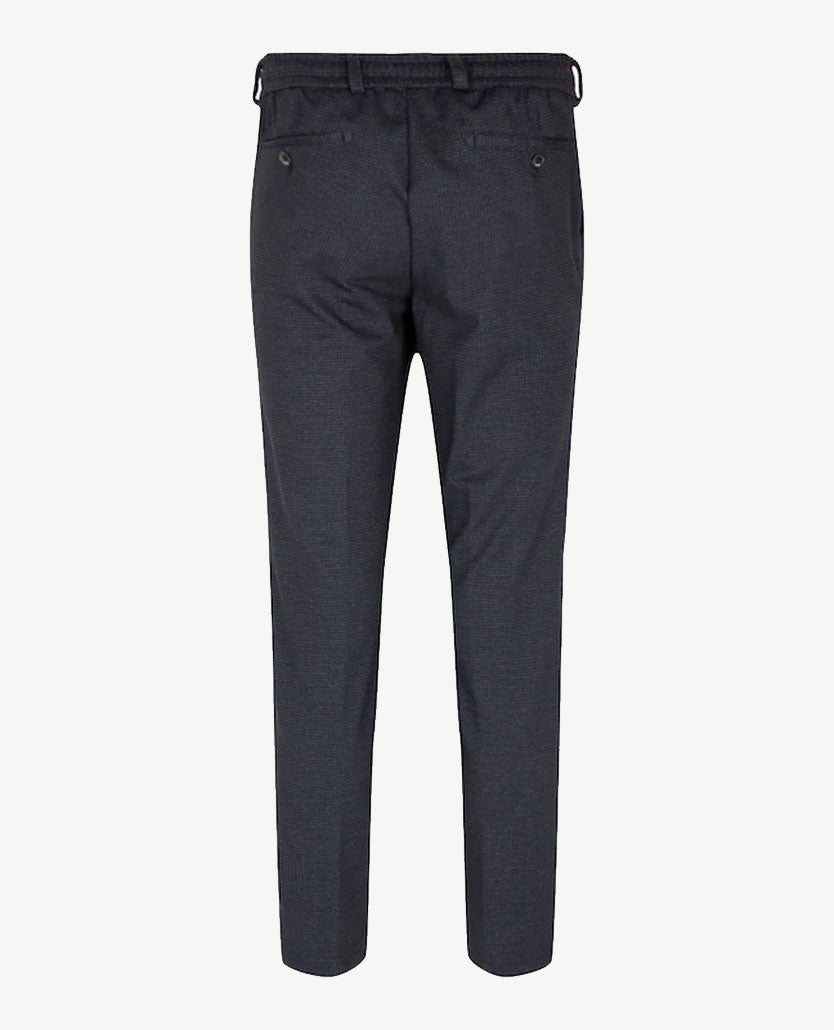 Brax Eurex - Broek met elastiek rondom - Theo - Ruitje marineblauw