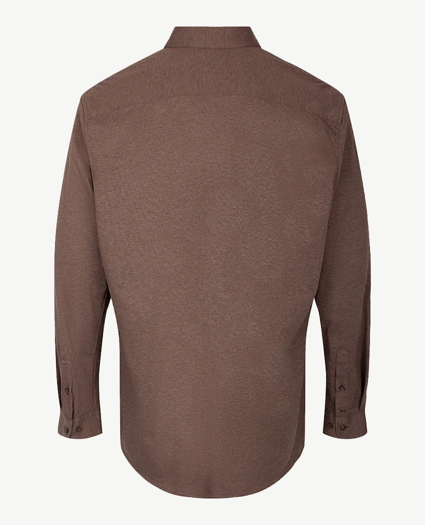 Brax - Overhemd - Daniel - jersey stretch - Boomschors bruin