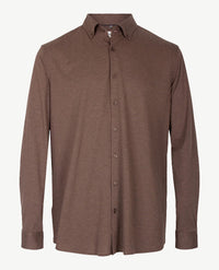 Brax - Overhemd - Daniel - jersey stretch - Boomschors bruin