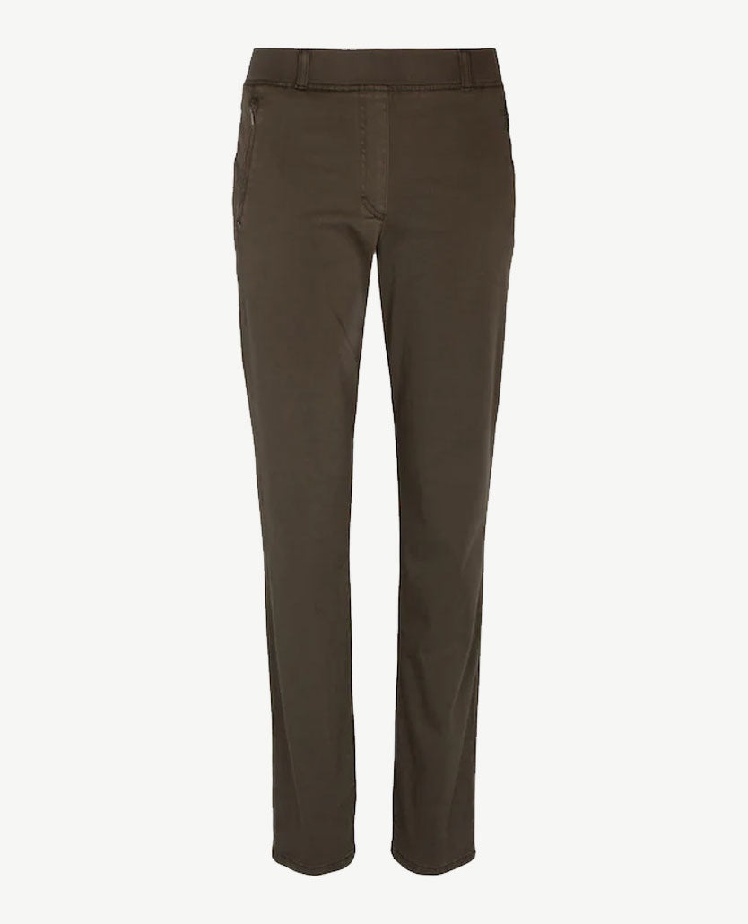 Brax Raphaela - Lavina Zip - Elastiek rondom - katoen - Korte lengte - Khaki