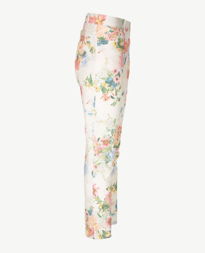 Brax Raphaela - Lavina - Elastiek rondom - katoen - 6/8 lengte - Floral beige
