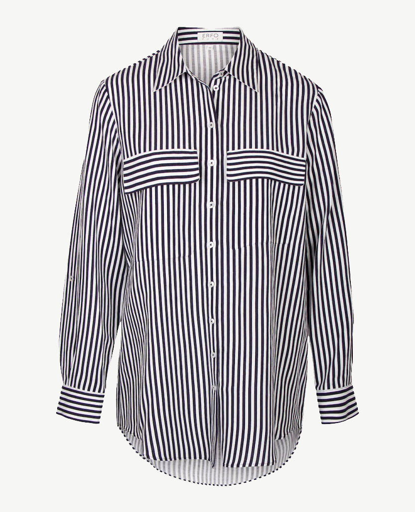 Erfo - Blouse oversized - Streep marine en wit