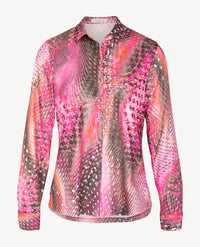 Erfo - Blouse - Jersey - Dessin met pink, taupe, wit en rood
