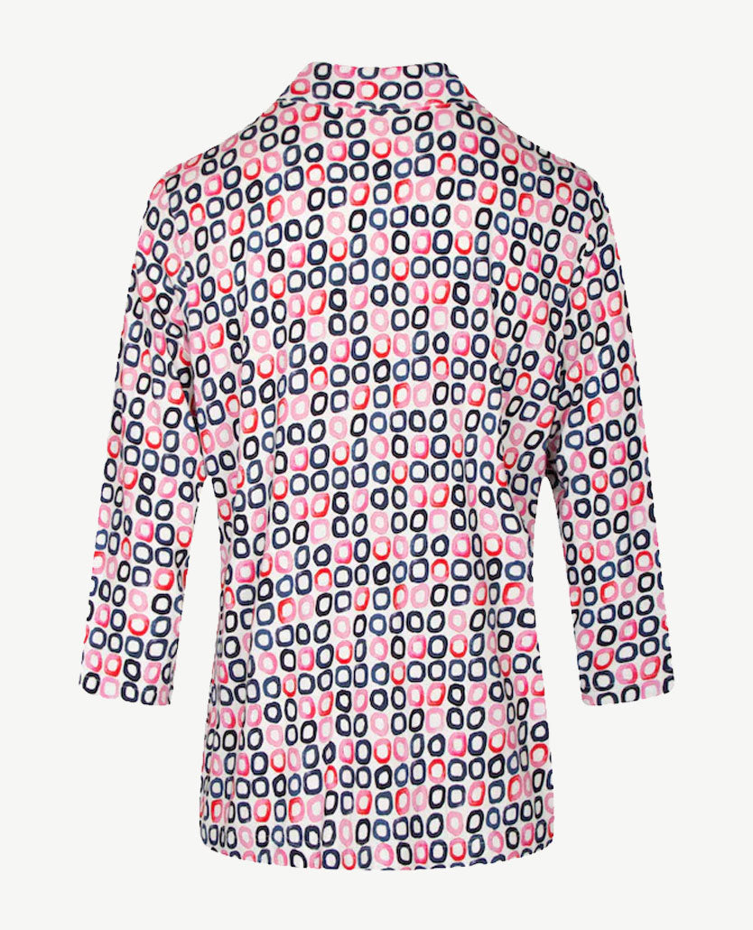 Erfo - Blouse - Jersey - Dessin pink, marine, roze en wit