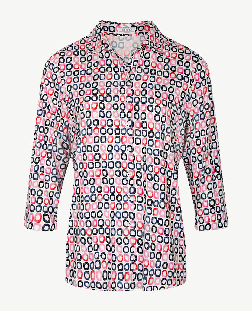 Erfo - Blouse - Jersey - Dessin pink, marine, roze en wit