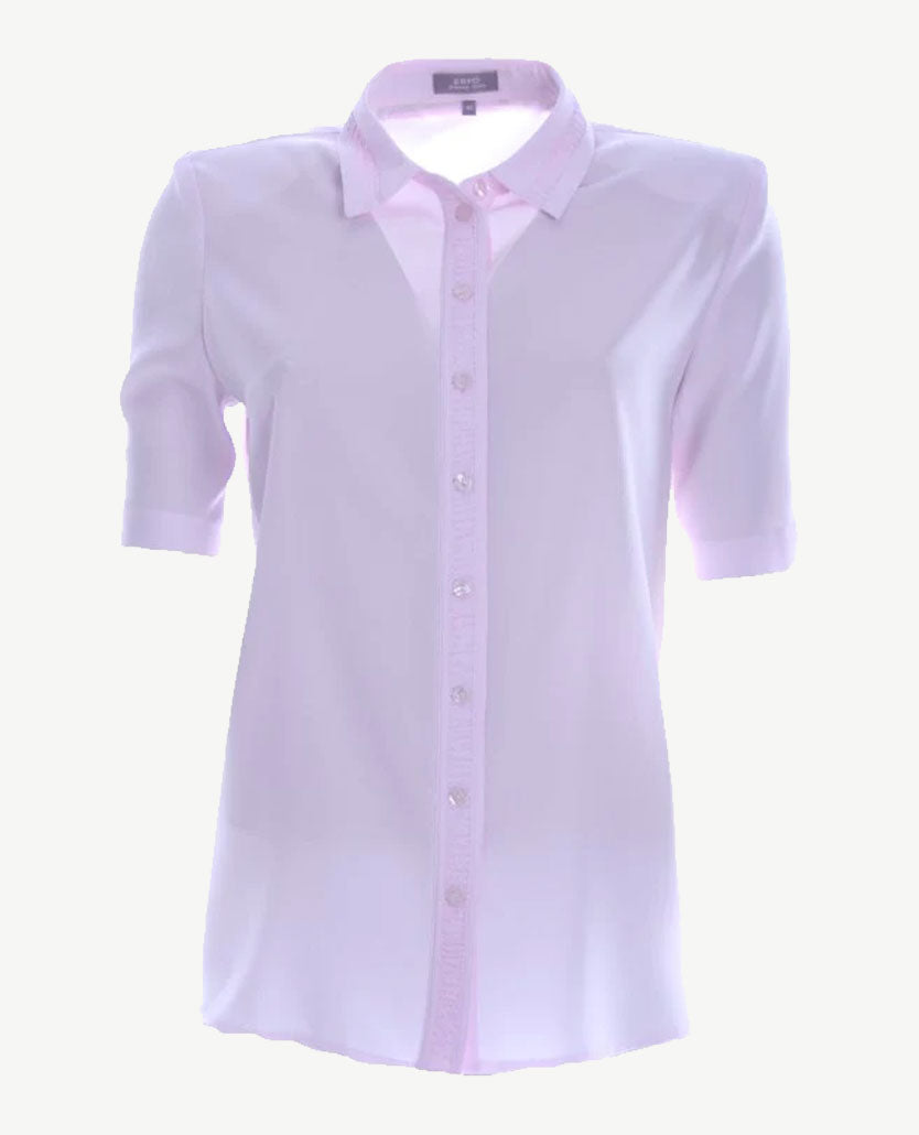 Erfo - Blouse met kraag  k/m - Uni roze klassiek