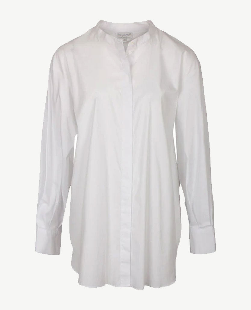 Erfo - Blouse oversized -  Opstaand boordje - Poplin - wit
