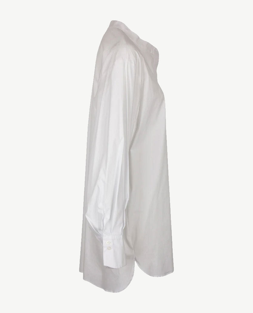Erfo - Blouse oversized -  Opstaand boordje - Poplin - wit