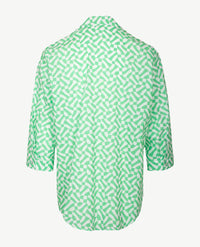 Erfo - Blouse wijd - Dessin groen en wit
