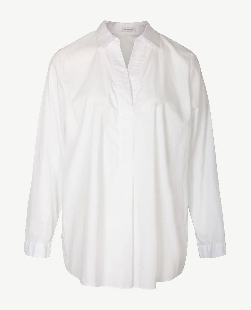 Erfo - Lange blouse  -  Kraag - Poplin - wit