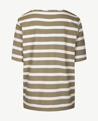Erfo - Top - Brede streep - Khaki met wit