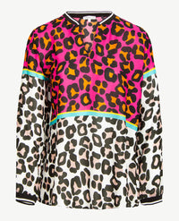 Erfo - Tuniek/blouse in luipaard dessin - brique/zwart/beige/groen en pink
