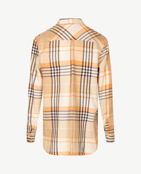 Eterna - Blouse  - Flanel - Ruit orange, beige, off-white en zwart