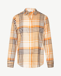 Eterna - Blouse  - Flanel - Ruit orange, beige, off-white en zwart
