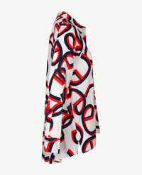 Eterna - Tuniekblouse - Satijnkatoen - Navy, wit en rood