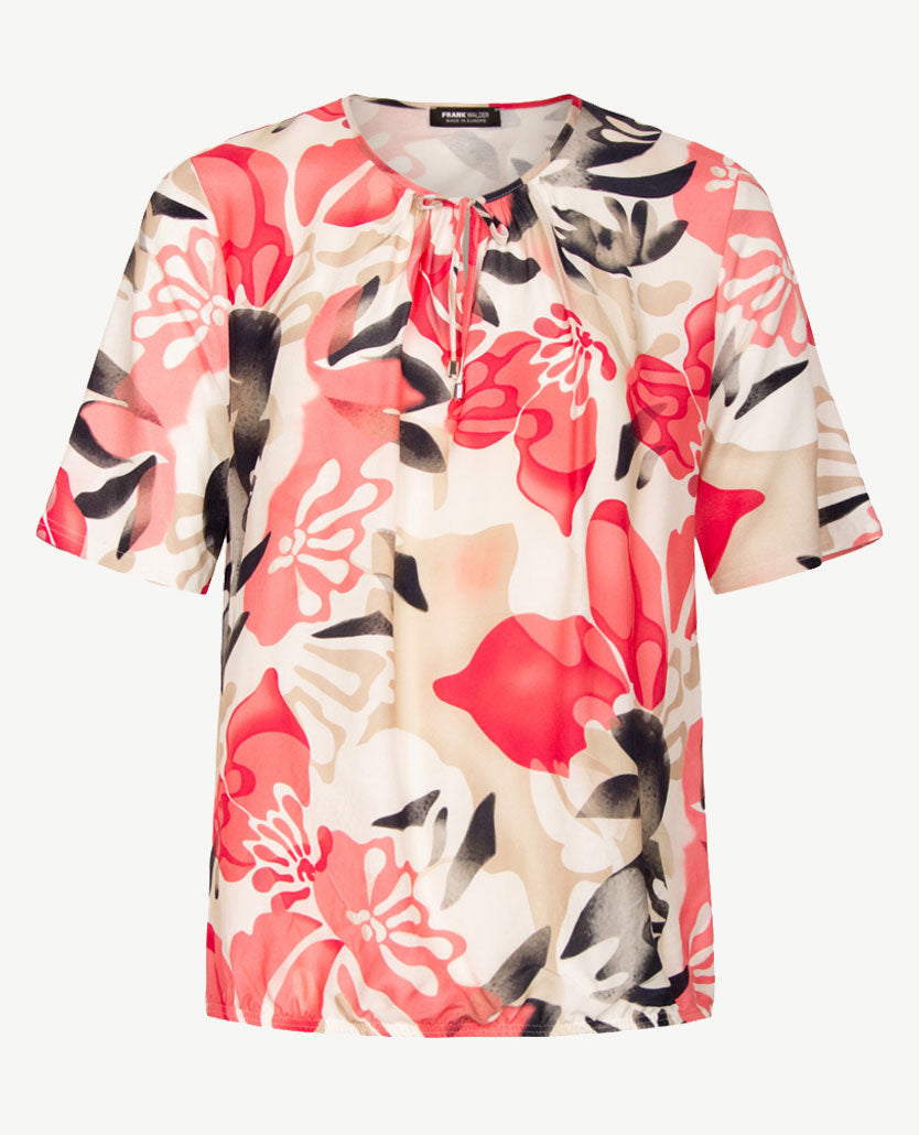 Frank Walder - Blousontop - Rose, rood, beige wit en zwart