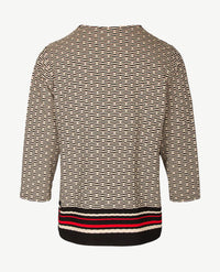 Frank Walder  - Blousontop - ronde hals - Beige, rood en zwart