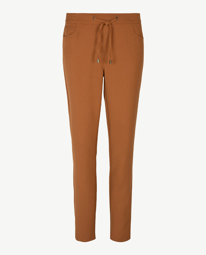 Frank Walder - Pantalon - Elastiek rondom met koordje - Travelkwaliteit - Cognac
