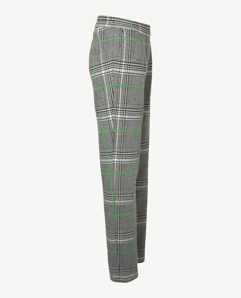 Frank Walder - Pantalon Jersey - Elastiek rondom - Ruit, wit, zwart en groen