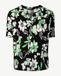Frank Walder  - Blouson in bloemdessin van zwart/groen en wit