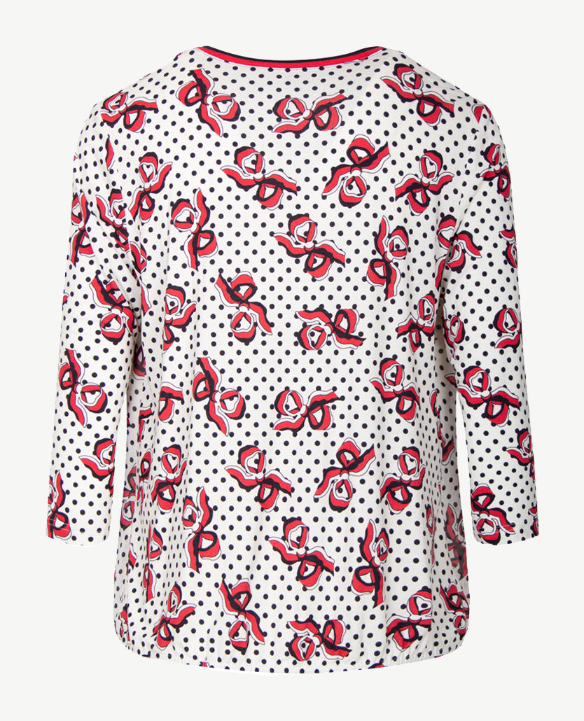 Frank Walder  - Blouson in nop-strikdessin van rood/wit/blauw