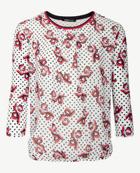 Frank Walder  - Blouson in nop-strikdessin van rood/wit/blauw