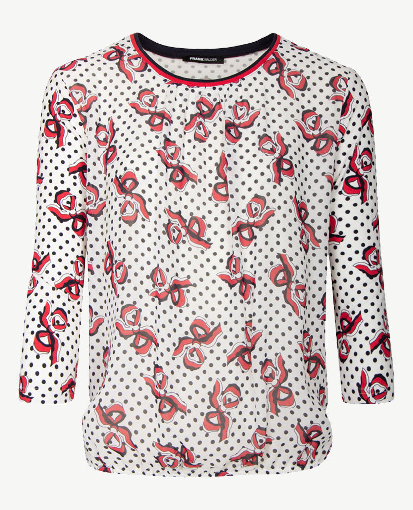 Frank Walder  - Blouson in nop-strikdessin van rood/wit/blauw
