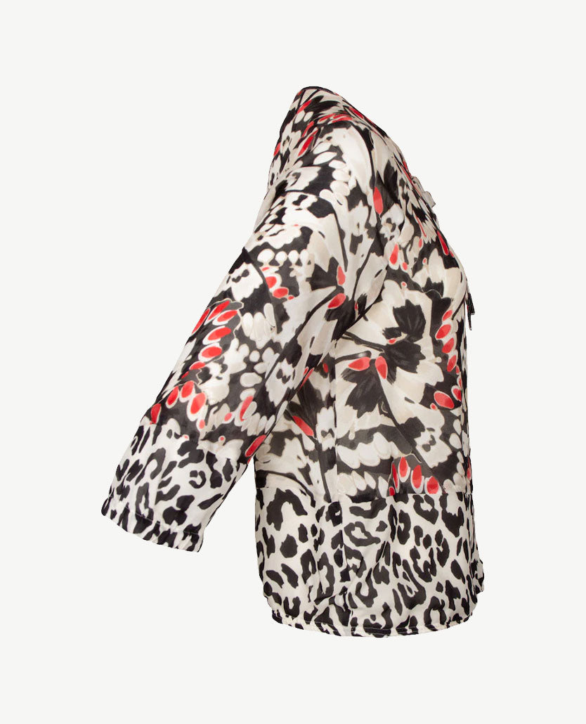 Frank Walder  - Blouson  met koordje - Rood, beige, zwart off-white