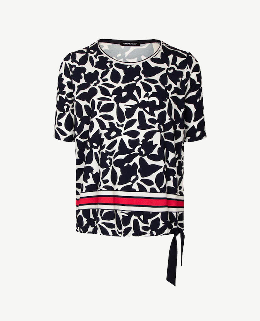 Frank Walder  - Blousontop - Navy, wit en rood