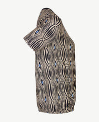 Frank Walder  - Blousontop ronde hals - Beige, navy en kobalt