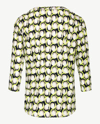 Frank Walder  - Blousontop - v-hals - Lime, marineblauw, wit en beige