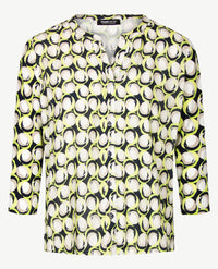 Frank Walder  - Blousontop - v-hals - Lime, marineblauw, wit en beige