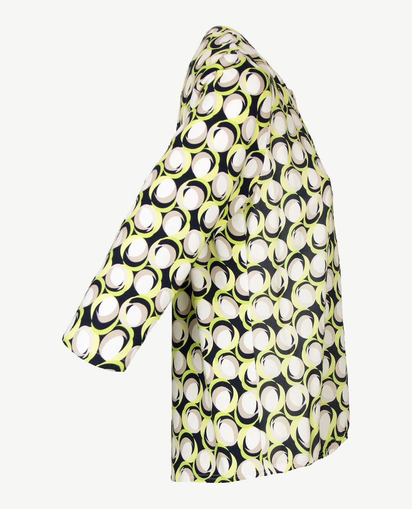 Frank Walder  - Blousontop - v-hals - Lime, marineblauw, wit en beige