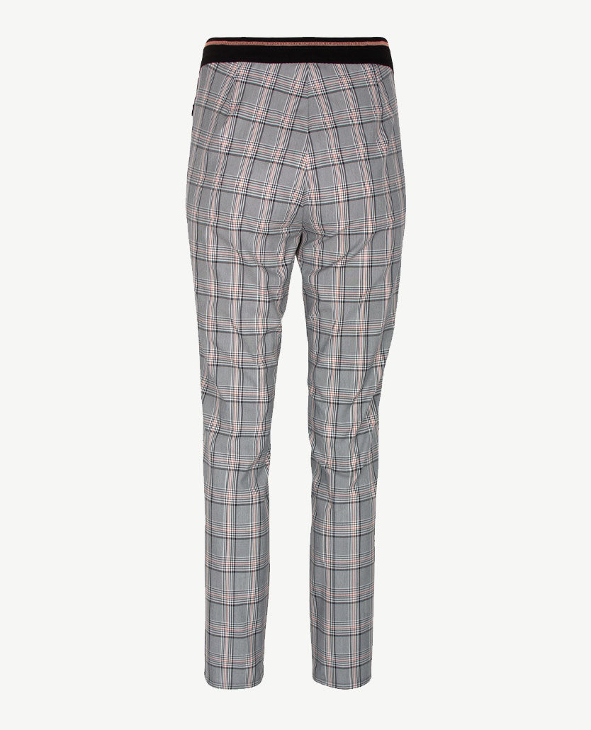 Frank Walder - Broek - Elastiek rondom - Ruitje met zwart wit en iets peach
