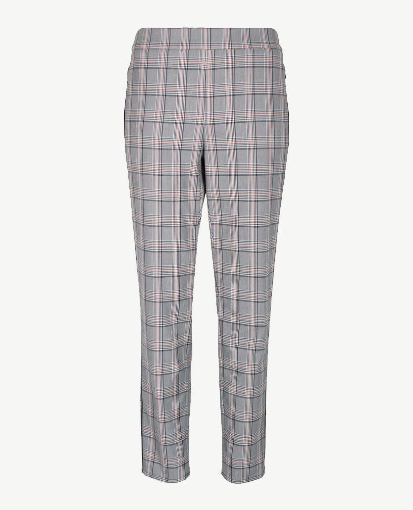 Frank Walder - Broek - Elastiek rondom - Ruitje met zwart wit en iets peach