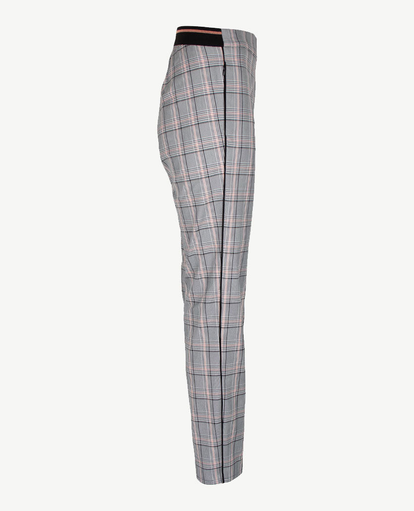 Frank Walder - Broek - Elastiek rondom - Ruitje met zwart wit en iets peach