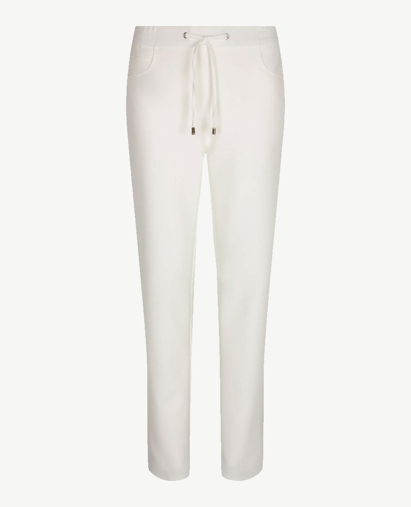 Frank Walder - Pantalon travel - Elastiek rondom met koordje - Off-white