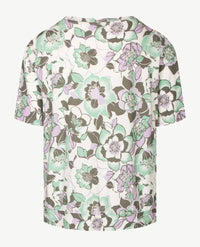 Frank Walder  - Top - Blouson - Bloem lila, khaki, wit en groen