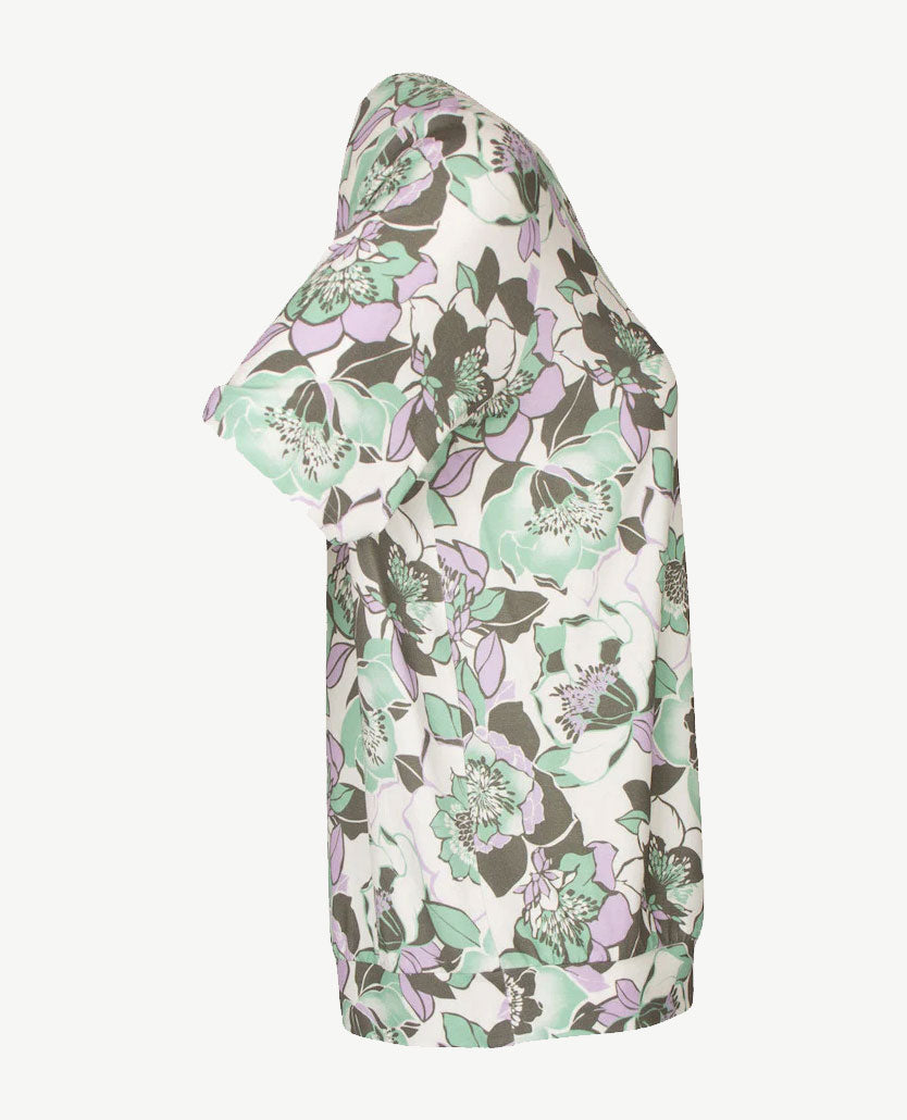 Frank Walder  - Top - Blouson - Bloem lila, khaki, wit en groen