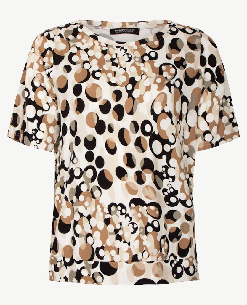 Frank Walder  - Top - Blouson - Dessin zwart, wit, taupe en beiges