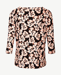 Frank Walder  - Top met boot-hals - Zwart, wit en peach