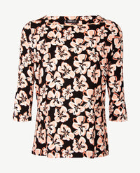 Frank Walder  - Top met boot-hals - Zwart, wit en peach