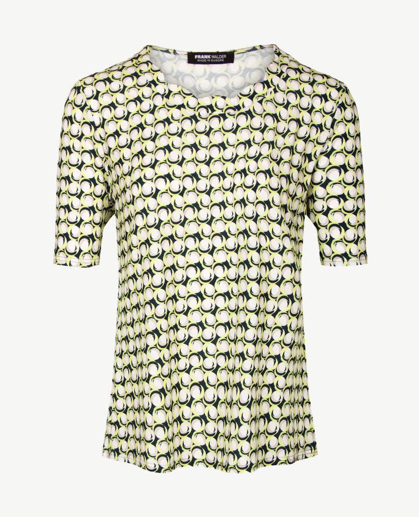 Frank Walder  - Top ronde hals - Beige, lime, wit en marine